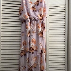 Sienna Sky Floral High Low Dress in Purple and Orange